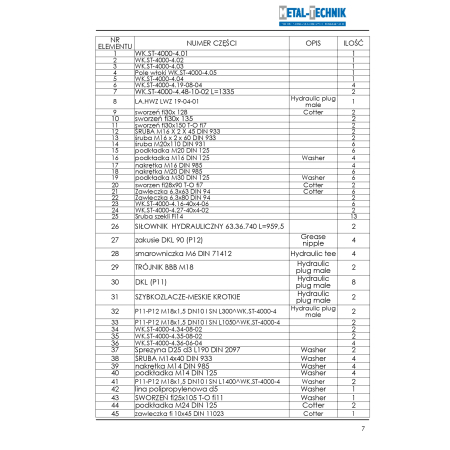 Katalog części zamiennych Włóka 2 siłowniki 4000-4